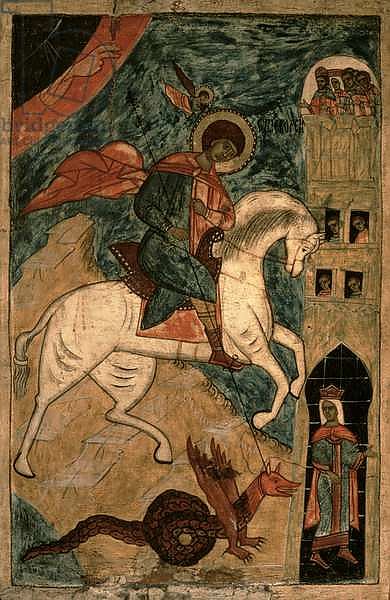 St. George and the Dragon, Russian icon from Vologda, 15th century
