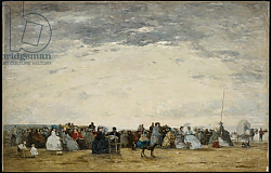 Постер Буден Эжен (Eugene Boudin) Vacationers on the Beach at Trouville, 1864 Постер Буден Эжен (Eugene Boudin) Vacationers on the Beach at Trouville, 1864