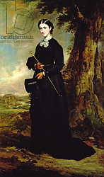 Постер Грант Франсуа Сэр Young woman wearing a black riding habit and standing in a landscape Постер Грант Франсуа Сэр Young woman wearing a black riding habit and standing in a landscape