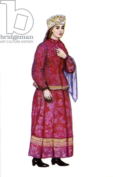 Russian traditional dress - illustration by N. Vinogradova.