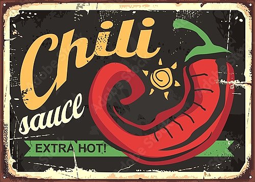 Чили соус, старинная реклама с красным острым перцем