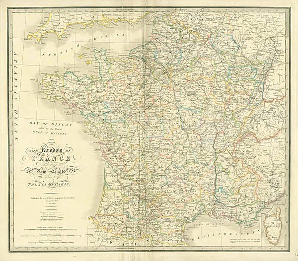 Карта Королевства Франции, 1838 г.
