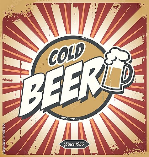 Ретро плакат с холодным пивом 1