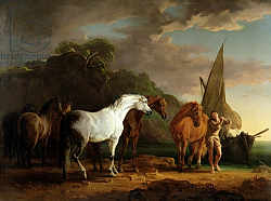 Постер Гилпин Соури (лошади) Gulliver Taking his Final Leave of the Land of the Houyhnhnms, c.1769 Постер Гилпин Соури (лошади) Gulliver Taking his Final Leave of the Land of the Houyhnhnms, c.1769