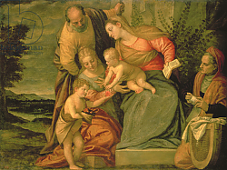 Постер Веронезе Паоло The Holy Family with St. Elizabeth and John the Baptist Постер Веронезе Паоло The Holy Family with St. Elizabeth and John the Baptist