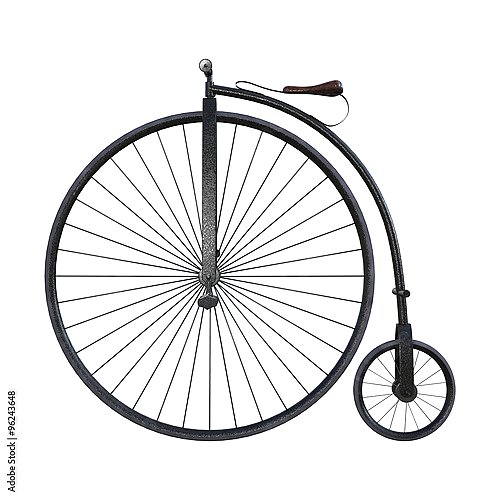 Постер Старомодный велосипед с разными колесами