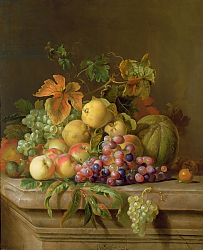 Постер Богдани Якоб A Still Life of Melons, Grapes and Peaches on a Ledge Постер Богдани Якоб A Still Life of Melons, Grapes and Peaches on a Ledge