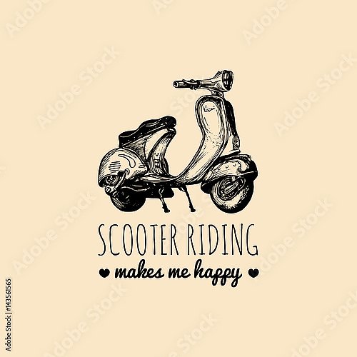 Скутер с надписью Scooter riding makes me happy 