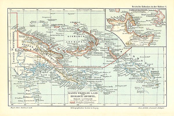 Карта немецких колоний в южном море
