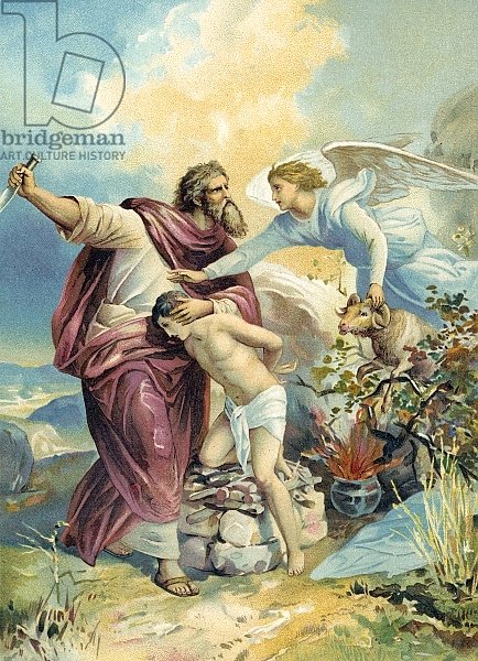 Abraham about to sacrifice Isaac