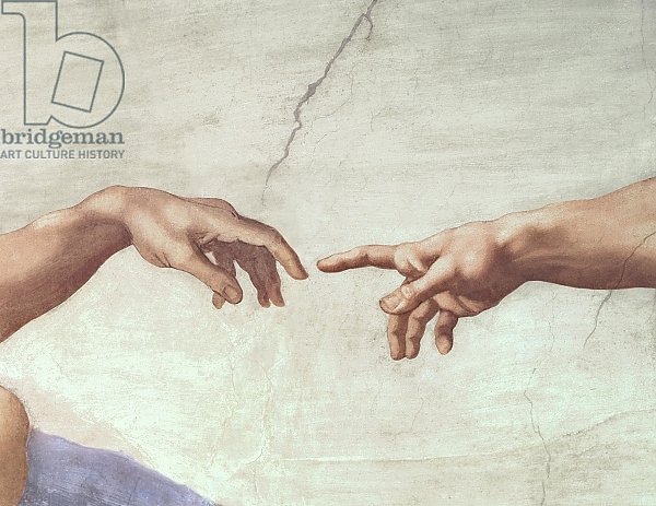 Hands of God and Adam, detail from The Creation of Adam, from the Sistine Ceiling, 1511