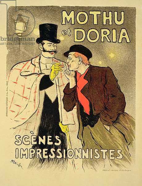Reproduction of a poster advertising 'Mothu and Doria'in impressionist scenes, 1893