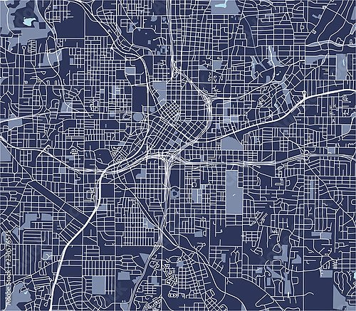 План города Атланта, США, в синем цвете