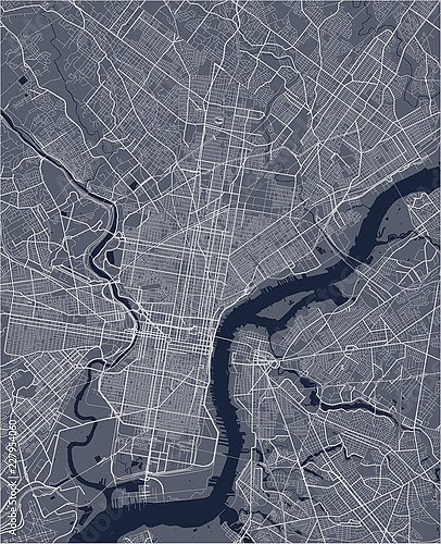 План города Филадельфия, США, в синем цвете
