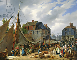 Постер Лепринс Август Loading Livestock onto the 'Passager' in the Port of Honfleur, 1823 Постер Лепринс Август Loading Livestock onto the 'Passager' in the Port of Honfleur, 1823