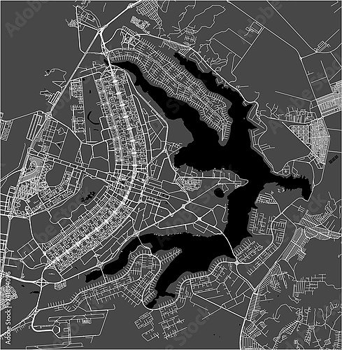 План города Бразилиа, Бразилия, в черном цвете
