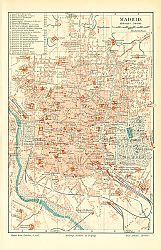 Постер Карта Мадрида, Испания, 1880-1898г.