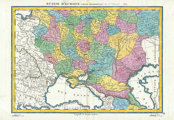 Карта: южная часть европейской России, 1824 г.