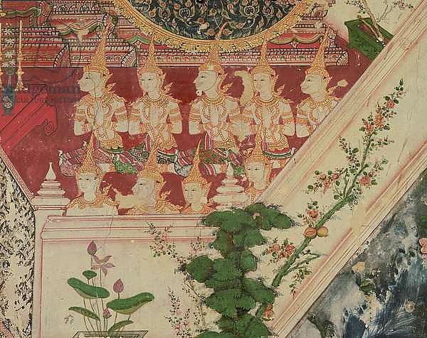 Supernatural beings in adoration, Wat Suwannaram, Thonburi, 1831