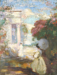 Постер Кондер Чарльз Lyrical Landscape with Two Figures in Nineteenth Century Dress, 1890-1900 Постер Кондер Чарльз Lyrical Landscape with Two Figures in Nineteenth Century Dress, 1890-1900