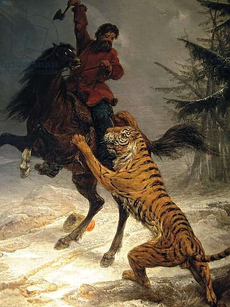 Siberian Tiger Attacking a Cossack