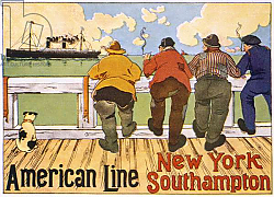 Постер Касьер Хенрик Poster advertising 'American Line, New York to Southampton', 1905 Постер Касьер Хенрик Poster advertising 'American Line, New York to Southampton', 1905