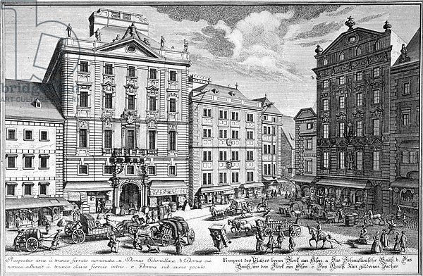 View of Stock-im-Eisen-Platz, Vienna engraved by Karl Remshard