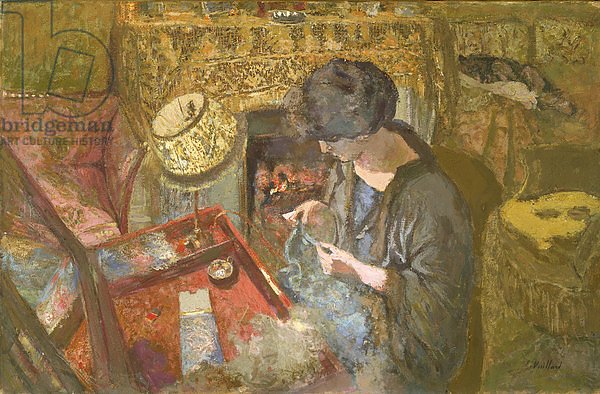 The Small Drawing-Room: Mme Hessel at Her Sewing Table, 1917