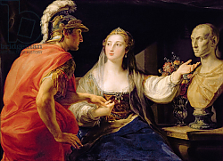 Постер Батони Помпео Cleopatra showing Octavius the bust of Julius Caesar Постер Батони Помпео Cleopatra showing Octavius the bust of Julius Caesar