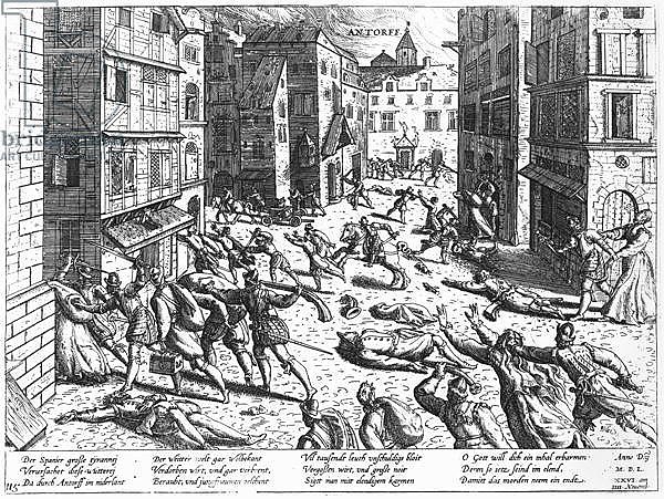 Scenes of the Spanish fury at Antorff, 1576