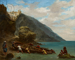 Постер Делакруа Эжен (Eugene Delacroix) View of Tangier from the Seashore, 1856-8 Постер Делакруа Эжен (Eugene Delacroix) View of Tangier from the Seashore, 1856-8