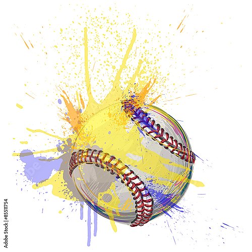 Бейсбольный мяч в брызгах краски