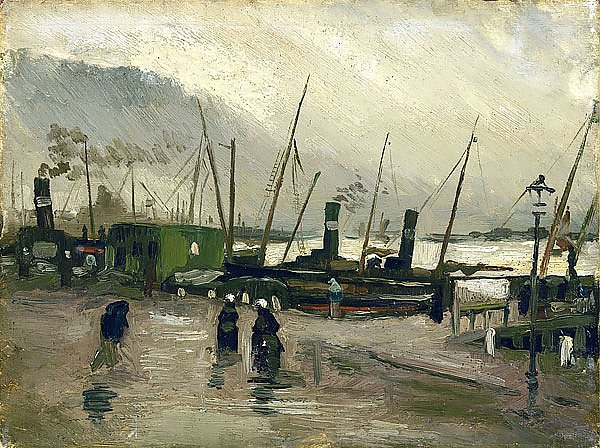 Набережная с кораблями в Амстердаме, 1885