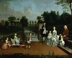 Постер Девис Артур A Family Group on a Terrace in a Garden, 1749 Постер Девис Артур A Family Group on a Terrace in a Garden, 1749