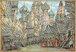 Постер Коровин Константин Set design for Act I of the opera 'Khovanshchina', Постер Коровин Константин Set design for Act I of the opera 'Khovanshchina',
