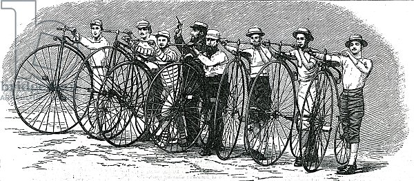 Bicycle Race from Bath to London - The Start, illustration from 'The Graphic', August 15 1874