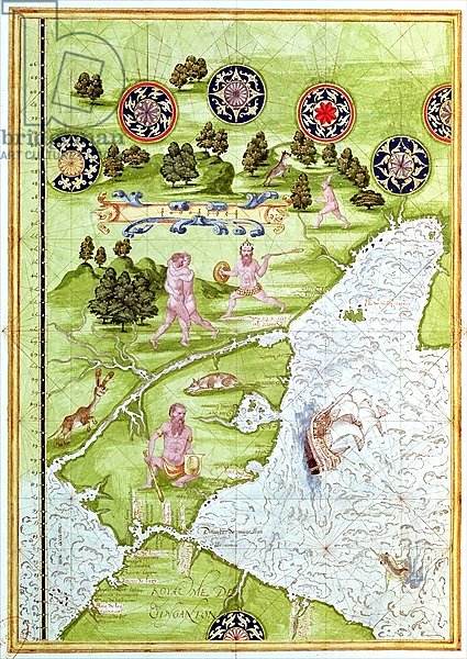Fol.40v Map of the Magellan Straits, from 'Cosmographie Universelle', 1555