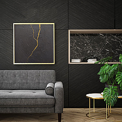 «Золотая жила» в интерьере современной комнаты над креслом