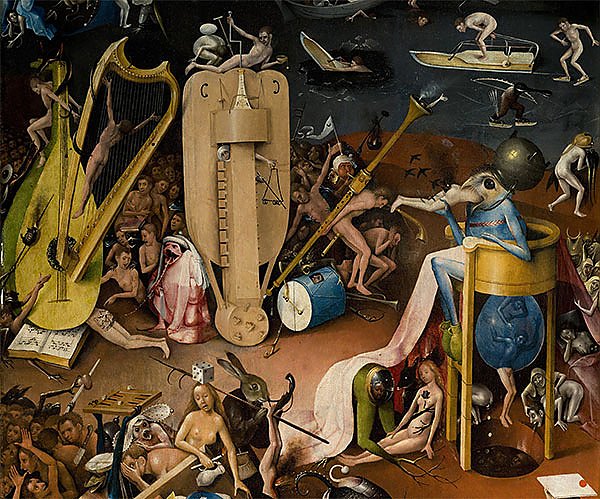 The Garden of Earthly Delights: Hell, detail from the right wing of the triptych, c.1500