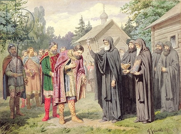 Duke Dimitry and St. Sergy at Redonezh before Battle with Tartars, 1880