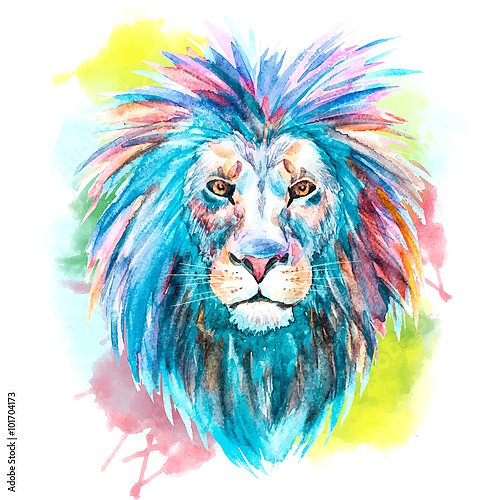 Акварельный портрет льва
