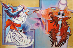 Постер Кордубан Ирина (совр) Red Ribbon and Chickadees, 2015 Постер Кордубан Ирина (совр) Red Ribbon and Chickadees, 2015