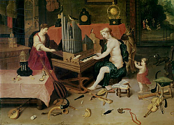 Постер Кессель Ян Allegory of Hearing, detail of an organist Постер Кессель Ян Allegory of Hearing, detail of an organist