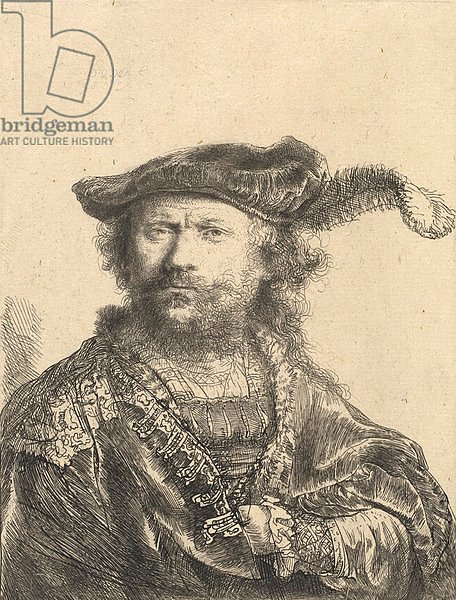 Self Portrait in a Velvet Cap with Plume, 1638