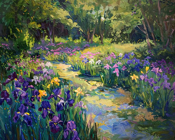 Iris road in the forest