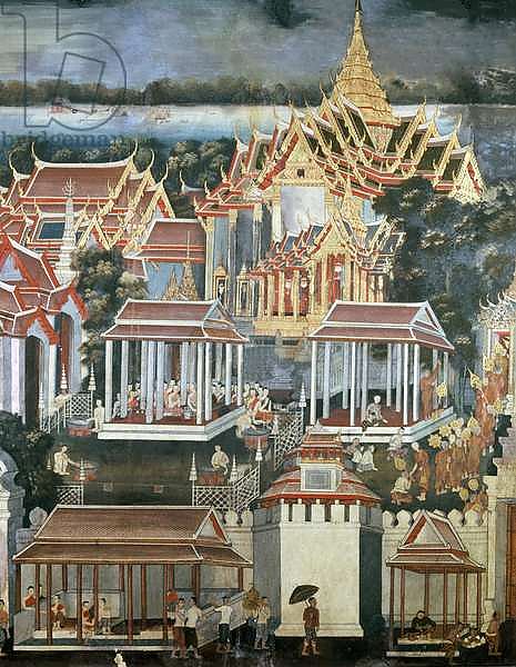 Offerings made to monks in the Temple of the Emerald Buddha, 1864