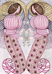Постер Лоусон Джиллиан (совр) Two angels holding tiger lilies, 1995 Постер Лоусон Джиллиан (совр) Two angels holding tiger lilies, 1995