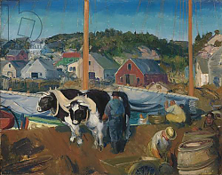 Постер Белоуз Джордж Ox Team, Wharf at Matinicus, 1916 Постер Белоуз Джордж Ox Team, Wharf at Matinicus, 1916