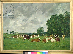 Постер Буден Эжен (Eugene Boudin) Pasture in Fervaques or, Cows in a Pasture, 1874 Постер Буден Эжен (Eugene Boudin) Pasture in Fervaques or, Cows in a Pasture, 1874