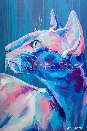 Портрет кошки сфинкса красочными мазками